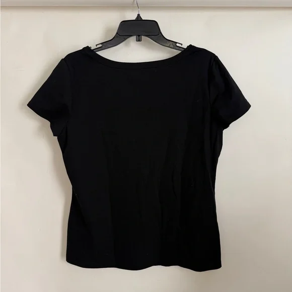 Lafayette 148 New York Black Short Sleeve Tee - Picture 2 of 3